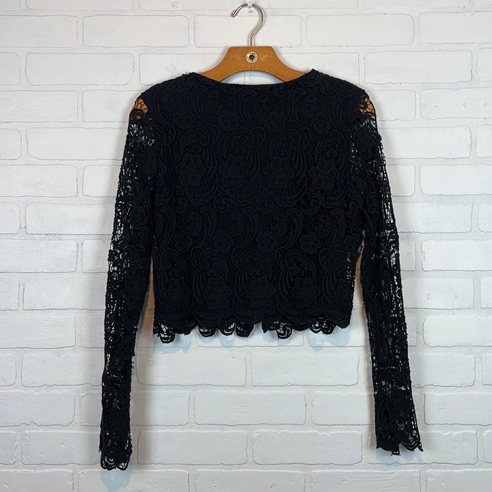 Anthropologie Lili’s Closet Black Lace Cropped Zip Up Jacket XS - Picture 8 of 9